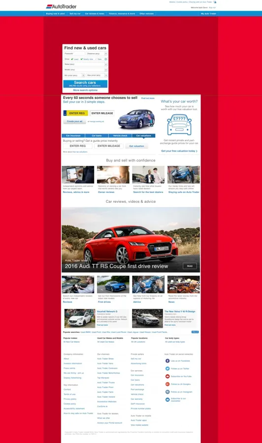 Auto Trader desktop layout: working template with placeholder advertising positions