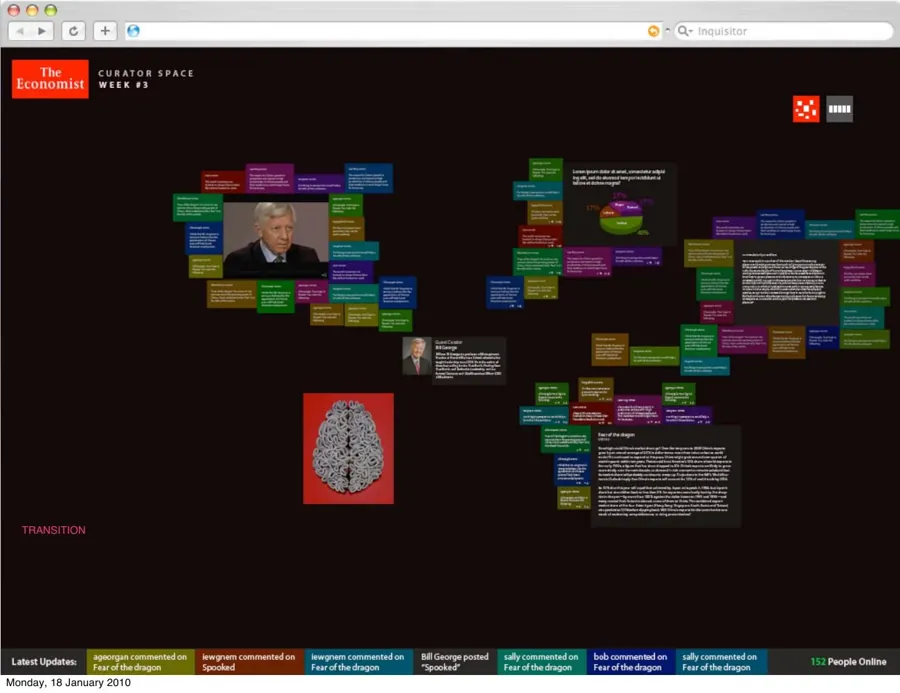 The Economist Thinking Spaces: archived interface design