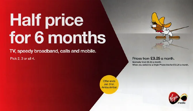 Virgin Media Speedy: original campaign offer creative